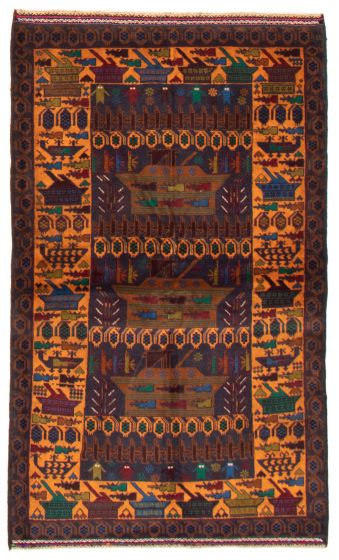 Afghan Rare War 4'0" x 6'8" Hand-knotted Wool Rug 