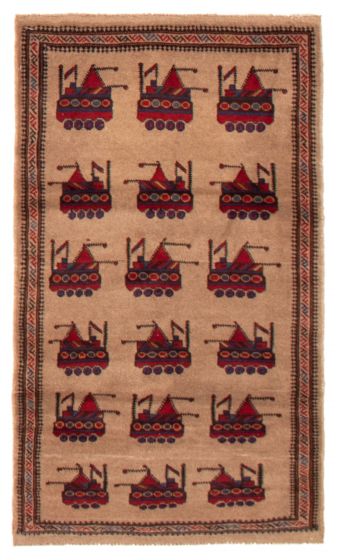 Afghan Rare War 2'10" x 4'11" Hand-knotted Wool Rug 