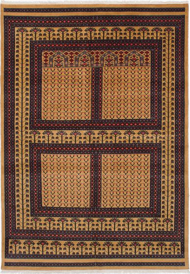 Pakistani Peshawar Bokhara 6'2" x 8'10" Hand-knotted Wool Rug 