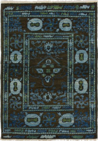 Indian Shalimar 4'2" x 6'0" Hand-knotted Wool Rug 