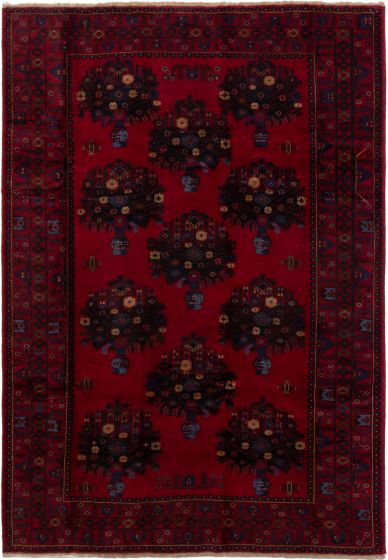 Afghan Finest Rizbaft 6'11" x 9'10" Hand-knotted Wool Rug 