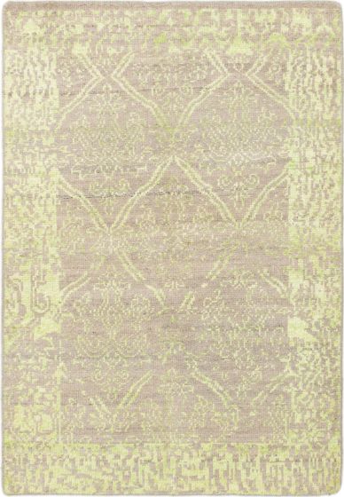 Indian La Seda 4'5" x 6'5" Hand-knotted Wool & Silk Rug 