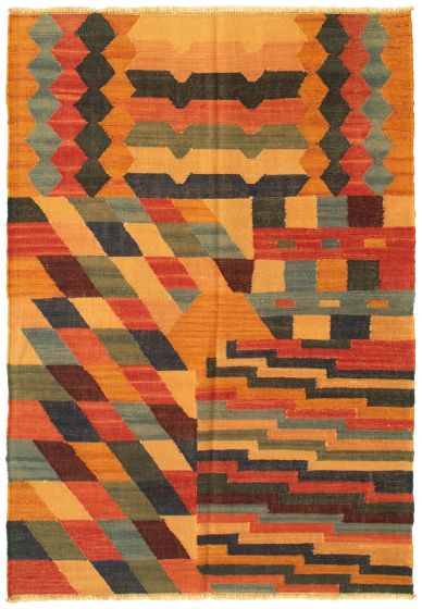 Turkish Sundance 4'2" x 6'1" Flat-Weave Wool Kilim 