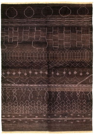 Indian Tangier 6'0" x 8'6" Hand-knotted Wool Rug 