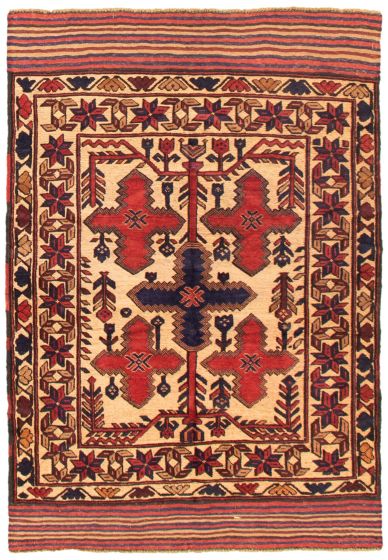 Afghan Tajik Caucasian 4'1" x 5'7" Hand-knotted Wool Rug 