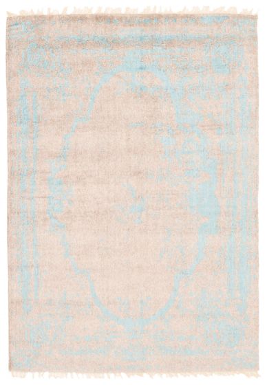 Indian La Seda 4'5" x 6'5" Hand-knotted Silk, Wool Rug 
