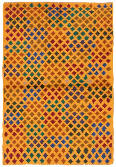 Afghan Baluch 3'9" x 5'10" Hand-knotted Wool Light Orange Rug