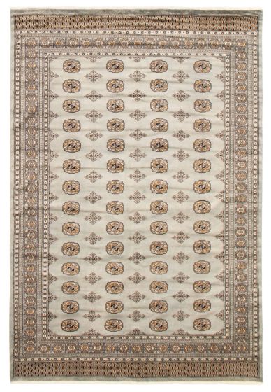 Pakistani Finest Peshawar Bokhara 6'8" x 9'10" Hand-knotted Wool Rug 