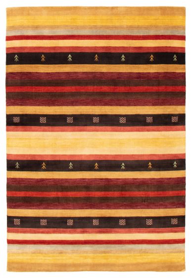 Indo Gabbeh 6'2" x 9'2" Hand Loomed Wool Rug 