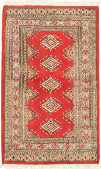 Pakistani Finest Peshawar Bokhara 3'1" x 5'3" Hand-knotted Wool Rug 