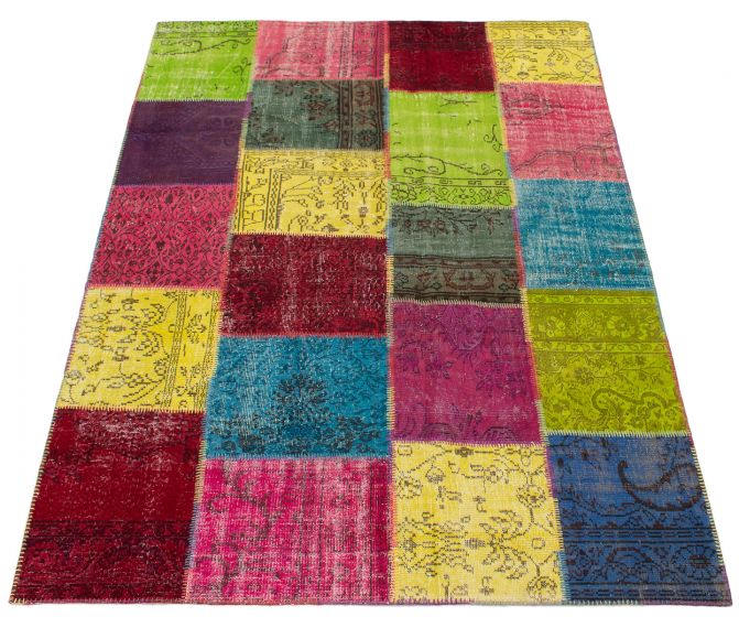 Turkish Color Transition Patchwork I 6'10" x 9'9" Hand-knotted Wool Rug 