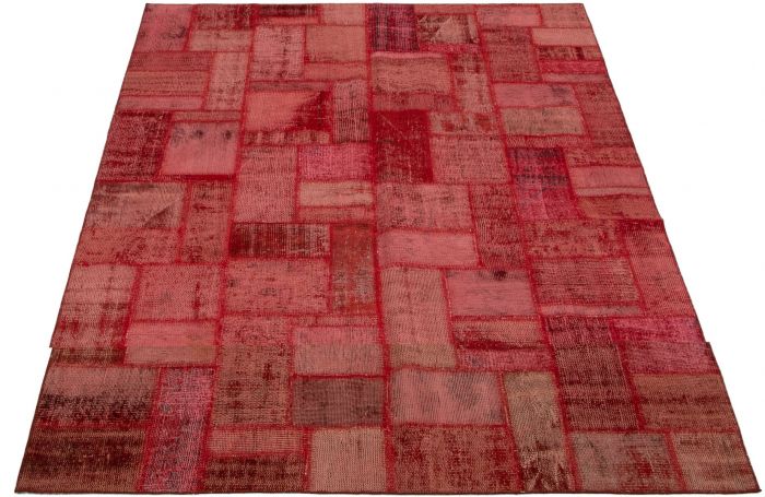 Turkish Color Transition Patchwork 5'7" x 7'9" Hand-knotted Wool Rug 
