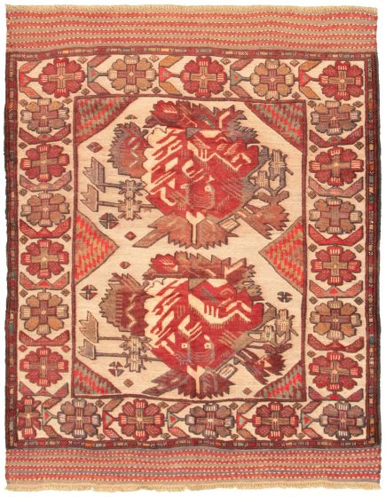 Afghan Tajik Caucasian 4'4" x 5'7" Hand-knotted Wool Rug 