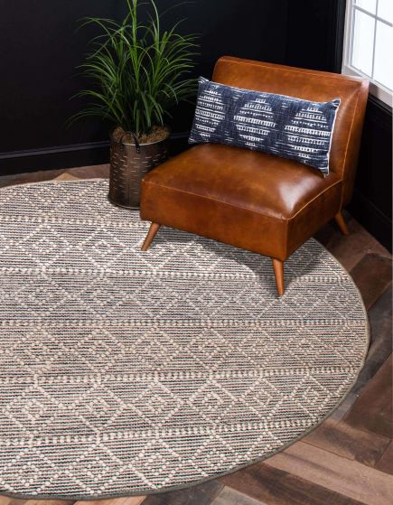 Indian Sienna 4'10" x 4'10" Braid weave Wool Rug 