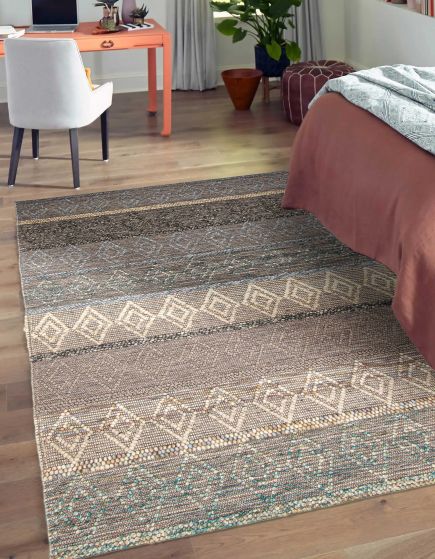 Indian Sienna 6'0" x 9'1" Braid weave Wool Rug 