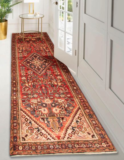 Persian Style 4'0" x 10'2" Hand-knotted Wool Runner Rug 