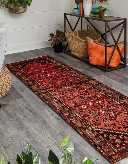Persian Style 3'4" x 10'0" Hand-knotted Wool Runner Rug 