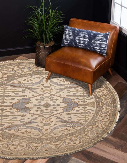 Indian Royal Oushak 5'11" x 5'11" Hand-knotted Wool Rug 