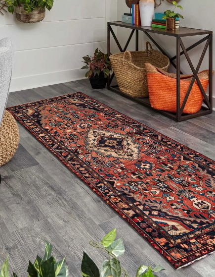 Persian Style 3'7" x 9'6" Hand-knotted Wool Runner Rug 