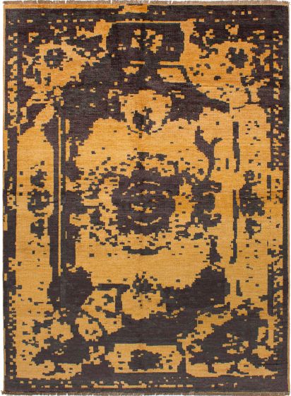 Indian Jules Oushak 7'4" x 9'10" Hand-knotted Silk Rug 
