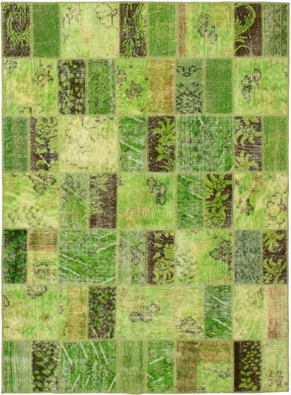 Turkish Color Transition Patchwork 4'10" x 6'8" Hand-knotted Wool Rug 