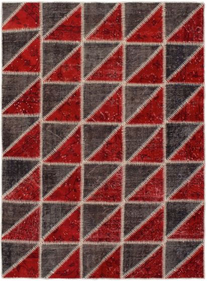 Turkish Color Transition Patchwork 4'10" x 6'9" Hand-knotted Wool Rug 
