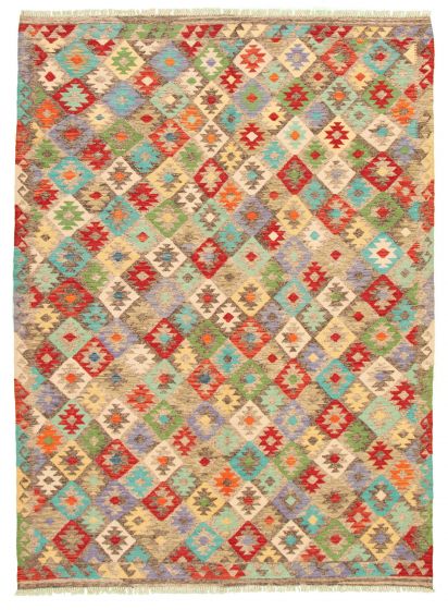 Kilim vif et coloré 6'11" x 9'5" en laine