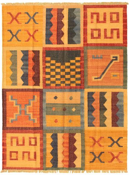 Turkish Sundance 5'1" x 6'11" Flat-Weave Wool Kilim 