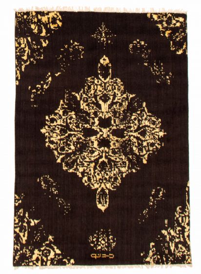 Tapis la seda 4'5" x 6'7" en laine & soie artificielle
