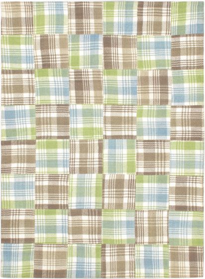Indian Scottish Patch 5'7" x 7'7" Handmade Wool Dhurrie 