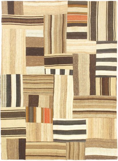 Turkish Boho 4'9" x 6'6" Flat-Weave Wool Kilim 
