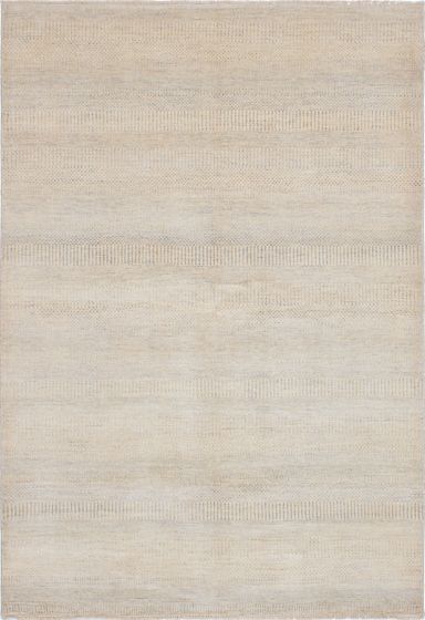 Indian Silk Shadow 6'1" x 8'11" Hand-knotted Wool & Silk Rug 