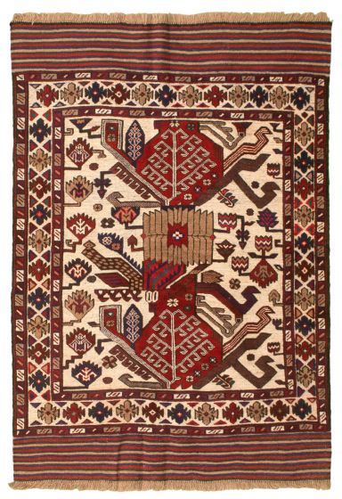 Afghan Tajik Caucasian 4'2" x 6'0" Hand-knotted Wool Rug 