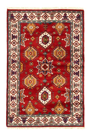 Indian Royal Kazak 4'7" x 6'9" Hand-knotted Wool Red Rug