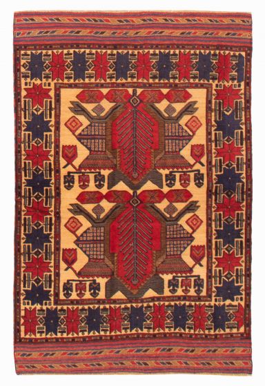 Afghan Tajik Caucasian 3'11" x 6'3" Hand-knotted Wool Rug 