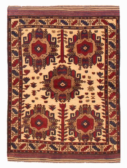 Afghan Tajik Caucasian 4'1" x 5'10" Hand-knotted Wool Rug 