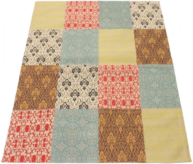 Indian Collage 5'8" x 7'6" Handmade Chenille Rug 