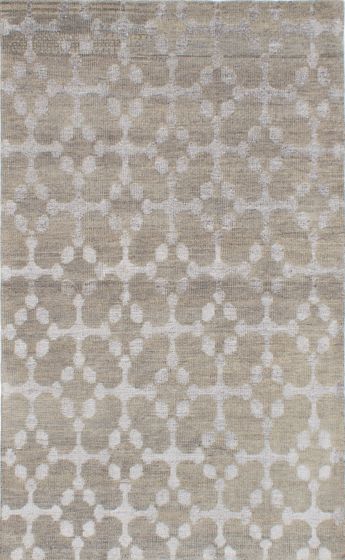 Indian La Seda 5'0" x 8'0" Hand-knotted Silk, Wool Rug 