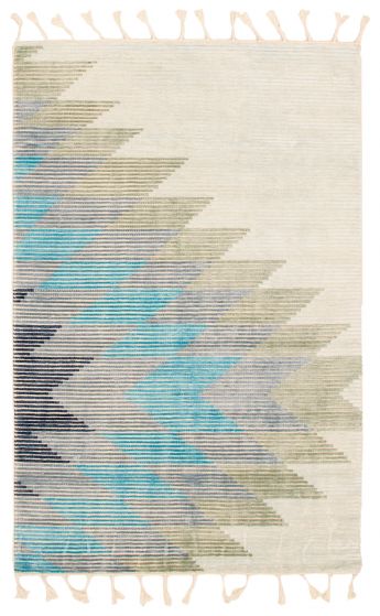 Indian Kalista 4'11" x 7'10" Flat-weave Wool Light Blue Kilim