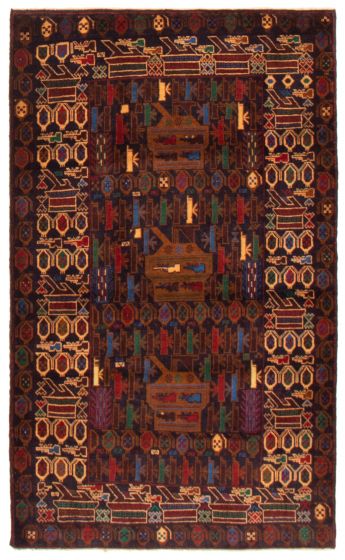 Afghan Rare War 4'0" x 6'6" Hand-knotted Wool Rug 