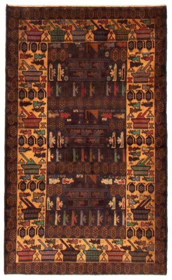 Afghan Rare War 3'9" x 6'5" Hand-knotted Wool Rug 