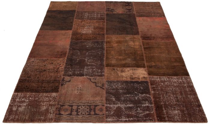Turkish Color Transition Patchwork 6'11" x 10'0" Hand-knotted Wool Rug 
