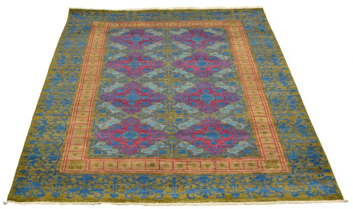 Pakistani Lahore Finest Collection 6'1" x 8'10" Hand-knotted Wool Rug 
