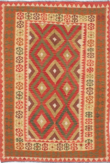 Turkish Sivas 5'7" x 8'4" Flat-Weave Wool Kilim 