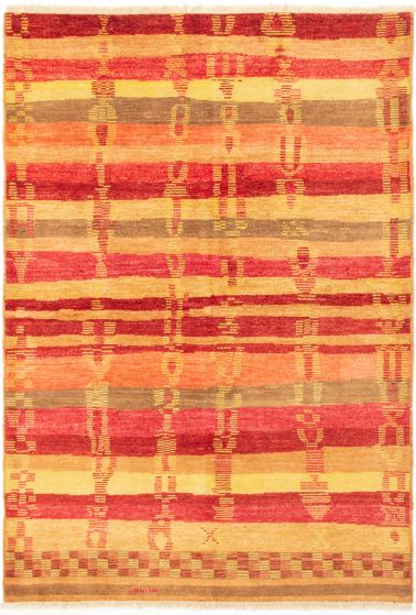 Indian Shalimar 6'6" x 9'3" Hand-knotted Wool Gold Rug