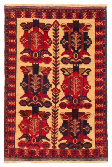 Afghan Tajik Caucasian 2'11" x 4'5" Hand-knotted Wool Rug 