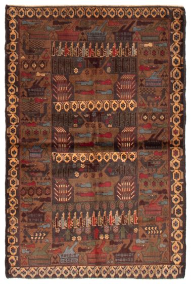Afghan Rare War 3'11" x 6'2" Hand-knotted Wool Rug 