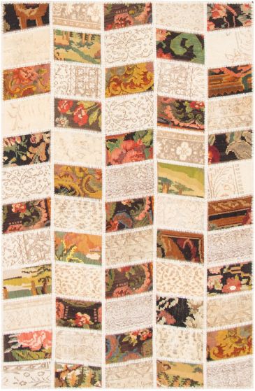 Turkish Vintage Anatolia Patch 5'0" x 7'8" Hand-knotted Wool Rug 