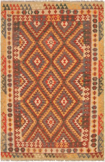 Turkish Kashkoli FW 5'3" x 7'10" Flat-Weave Wool Kilim 