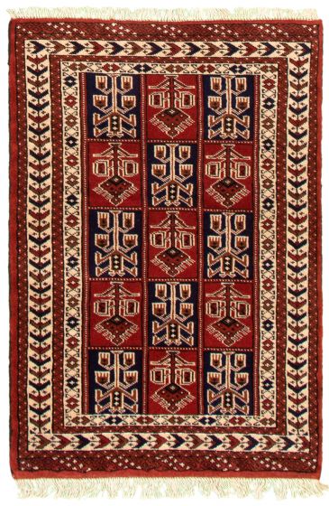 Turkmenistan Turkman 3'7" x 5'3" Hand-knotted Wool Rug 